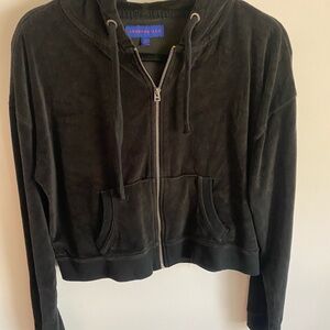 Aeropostale Women's Black‎ Velour Zip-Up Hoodie